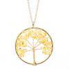 Color Retaining Gold Hand Winding Natural Crystal Gravel Tree Of Life Necklace N104