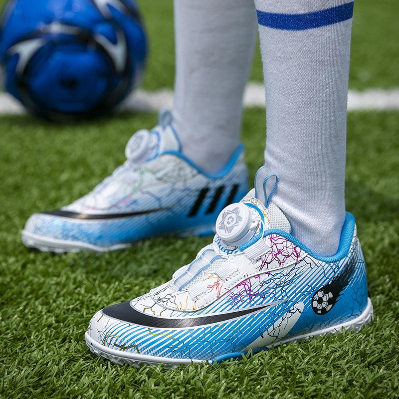2025 New Autumn Children's Football Shoes Boys Special Rotating Button Girls Primary School Students Tf Broken Nail Sneakers