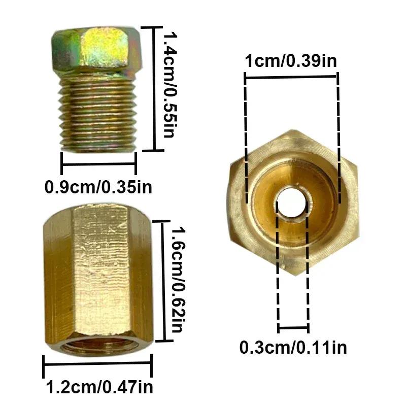 4/8/20 Sets Brake Line Connector 3/8-24 Threaded Brake Line Fittings & Brass Unions Nuts Adapter For 3/16" Brake Tube Pipe
