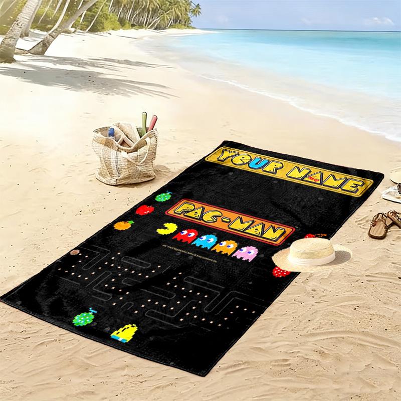 Name Custom PACMAN Print Beach Towel, Large Soft Quick Dry Towel for Beach Camping Swimming