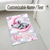 Elephant Theme Crystal Velvet Rug Personalized Custom Name Text Soft Floor Mat Home Decor