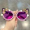 Luxury Rhinestone Flower Sunglasses Cat Eye Gradient Decorative Shades Props For Costume Party Prom