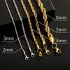 Stainless Steel Twisted Rope Hip Hop Necklace - 2-8mm Thick Plated Chain with Color Retention