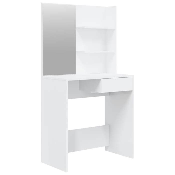 802810 vidaXL Dressing Table with Mirror High Gloss White 74.5x40x141 Cm