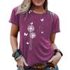 Dames T-shirt met paardenbloempatroon, ronde hals, korte mouwen, casual en modieus