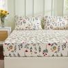 Multicolor Floral Print Polyester Fitted Sheet Set Modern Minimalist Style Bedding Collection Fresh Look For Your Bedroom