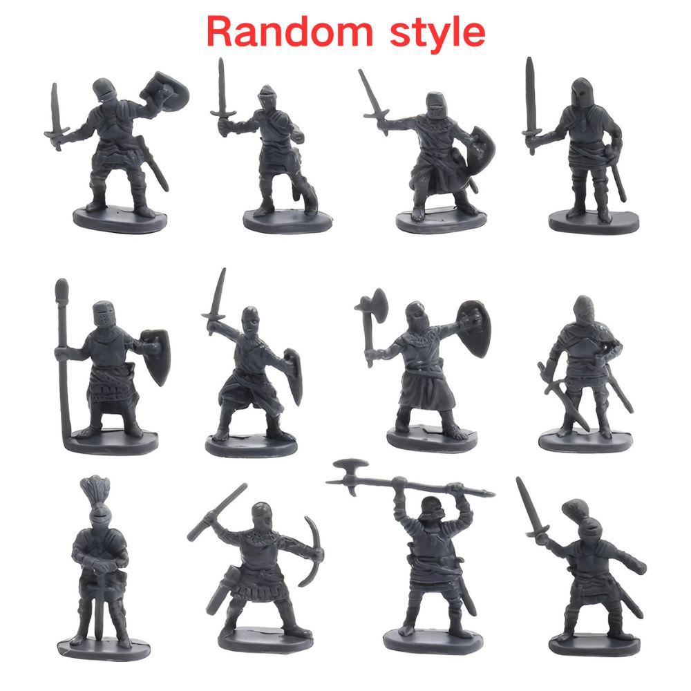 24pcs 2.7cm Grey Medieval Knights Action Figure Set, Random Style Mini Soldier Ornaments for War Scene & Collection Decor YMY