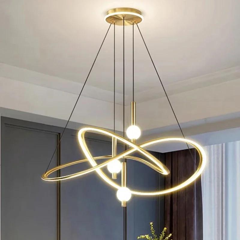 Modern LED Pendant Light Home Indoor Decorative Lighting Ceiling Lamp for Living Dining Room Hanging Light Black Gold Chandelier