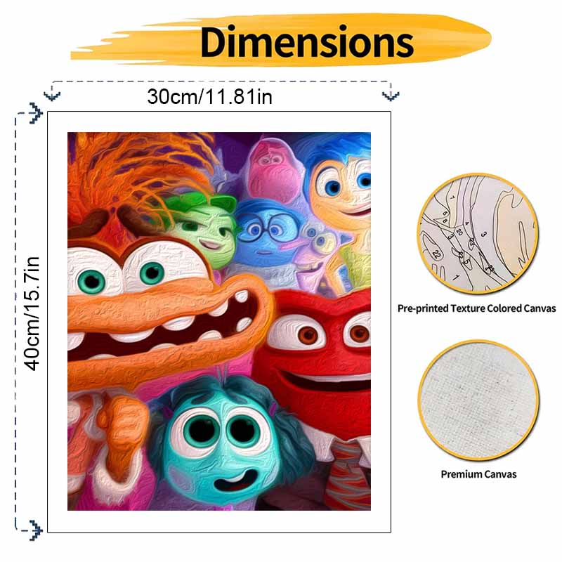 Disney Inside Out 2 oil paint by numbers painting kit handmade diy home decor gifts wall art character painting for bedroom decor art