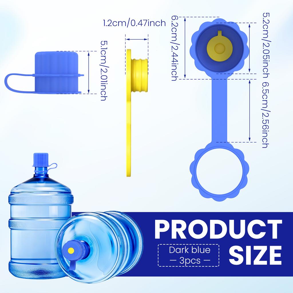 3Pcs 5 Gallon Water Jug Cap Reusable Replacement Bottle Lids Spill Water Bottle Caps Silicone Replacement Cap Lids Anti Splash