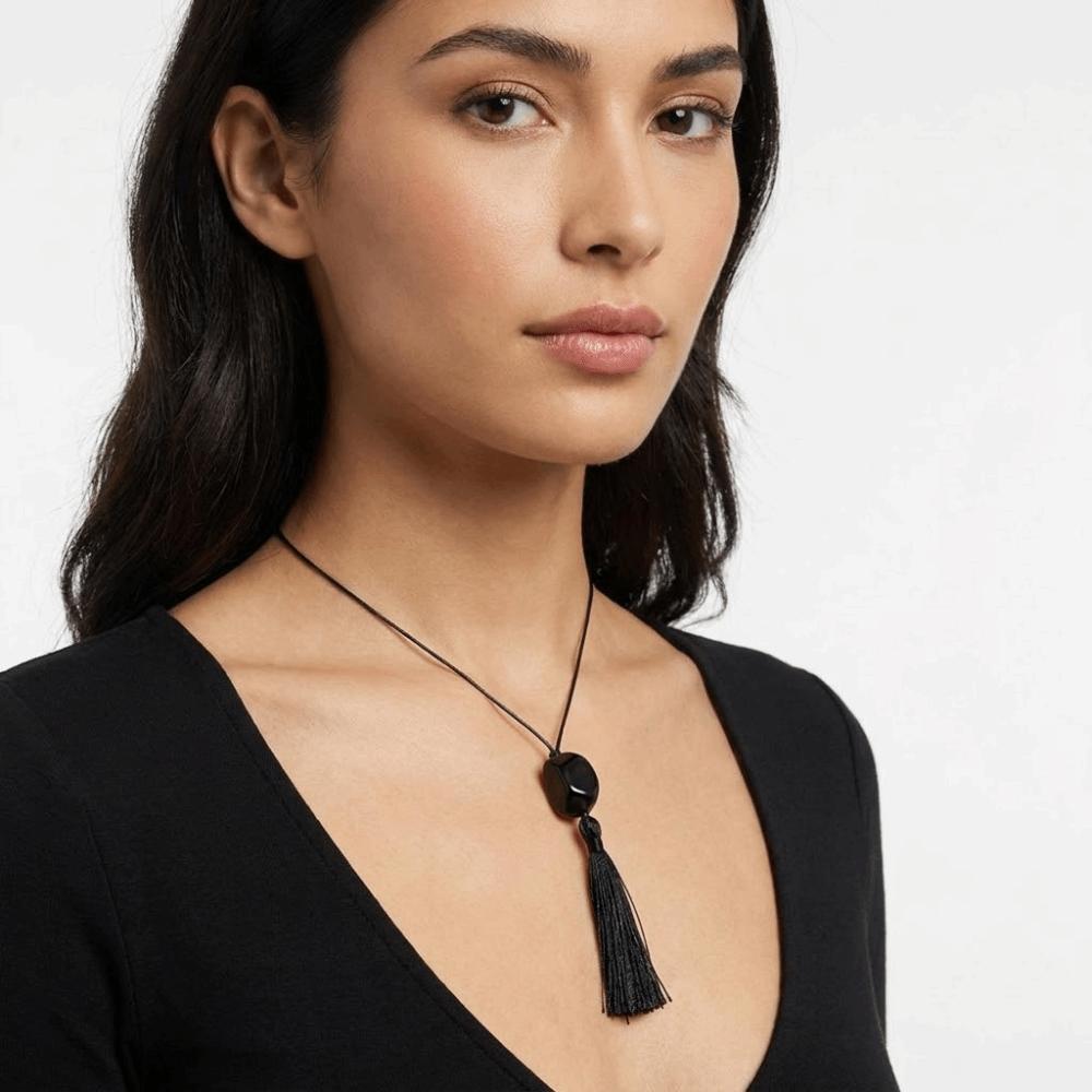 Resin Tassel Choker Long Rope Women Collarbone Chain Neck Pendant Beads Necklace  Bride
