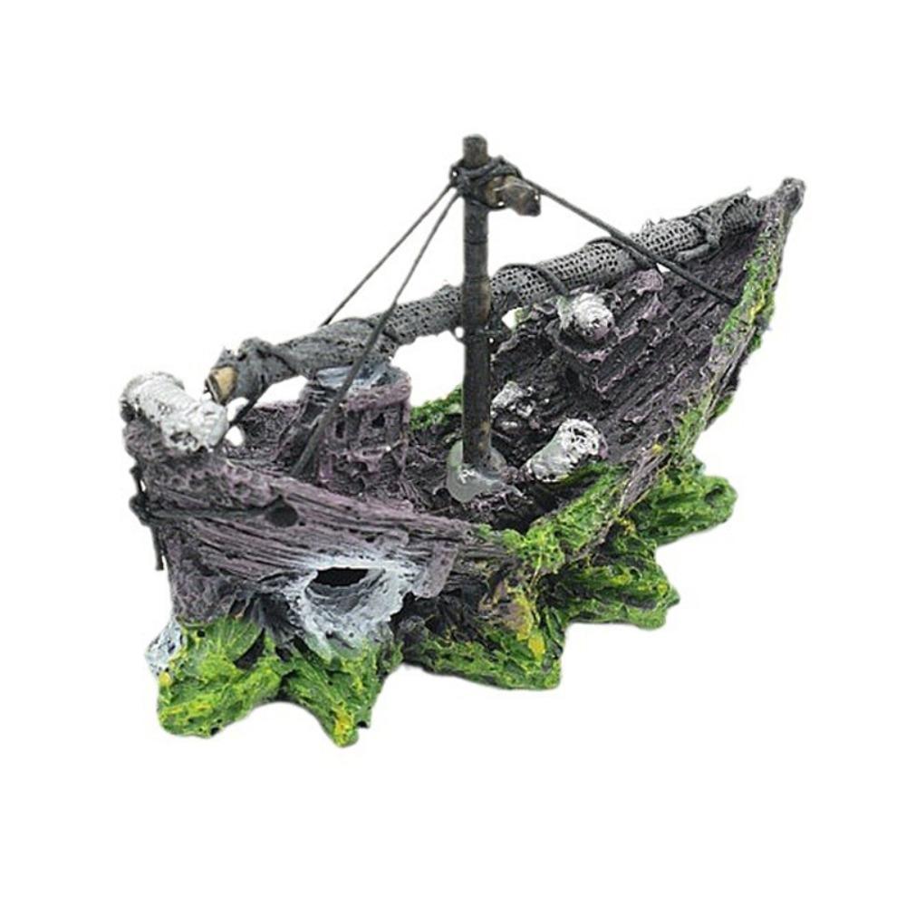 Resin Aquarium Landscape Decoration DIY Wreck Ship Ornament Background Decor