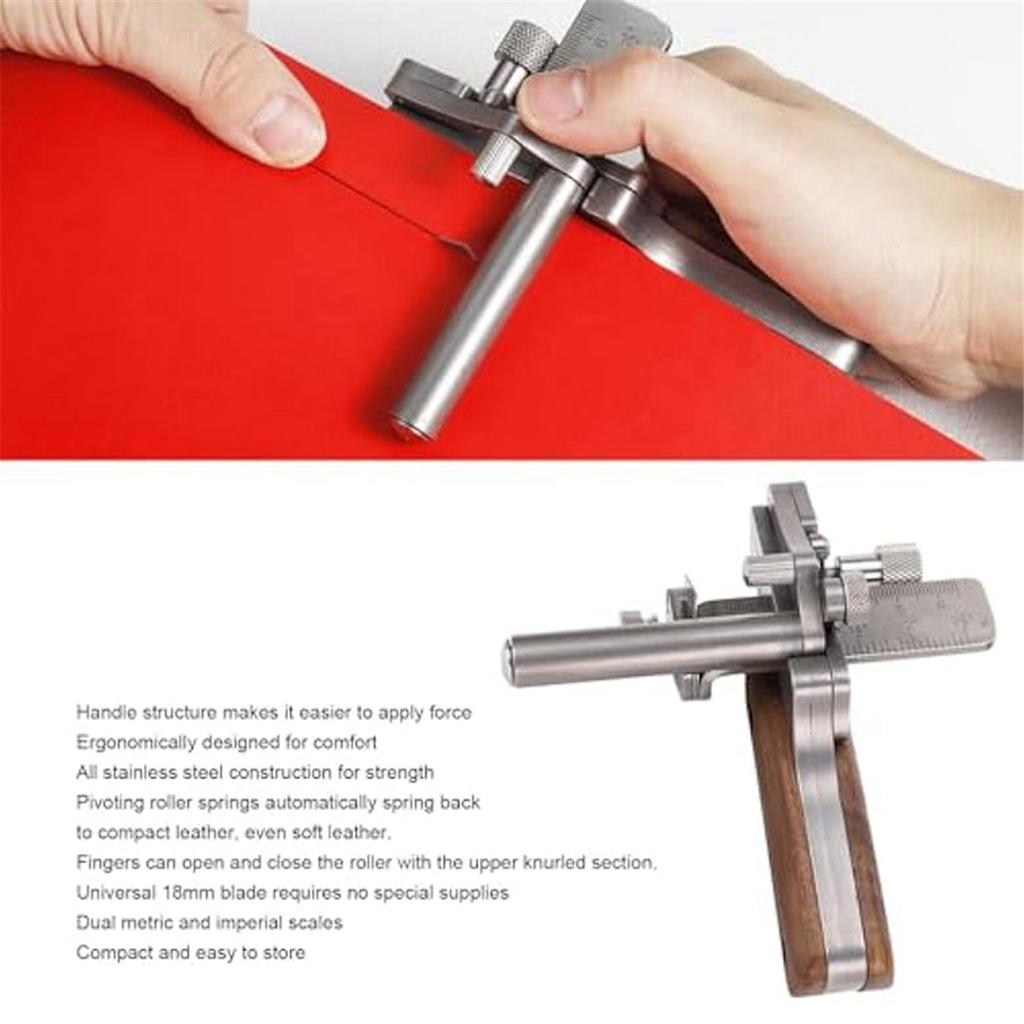 A702Z Hand Leather Strip Cutter, Stainless Steel 10 to 60mm Tool for Manual Leather Strip Cutting