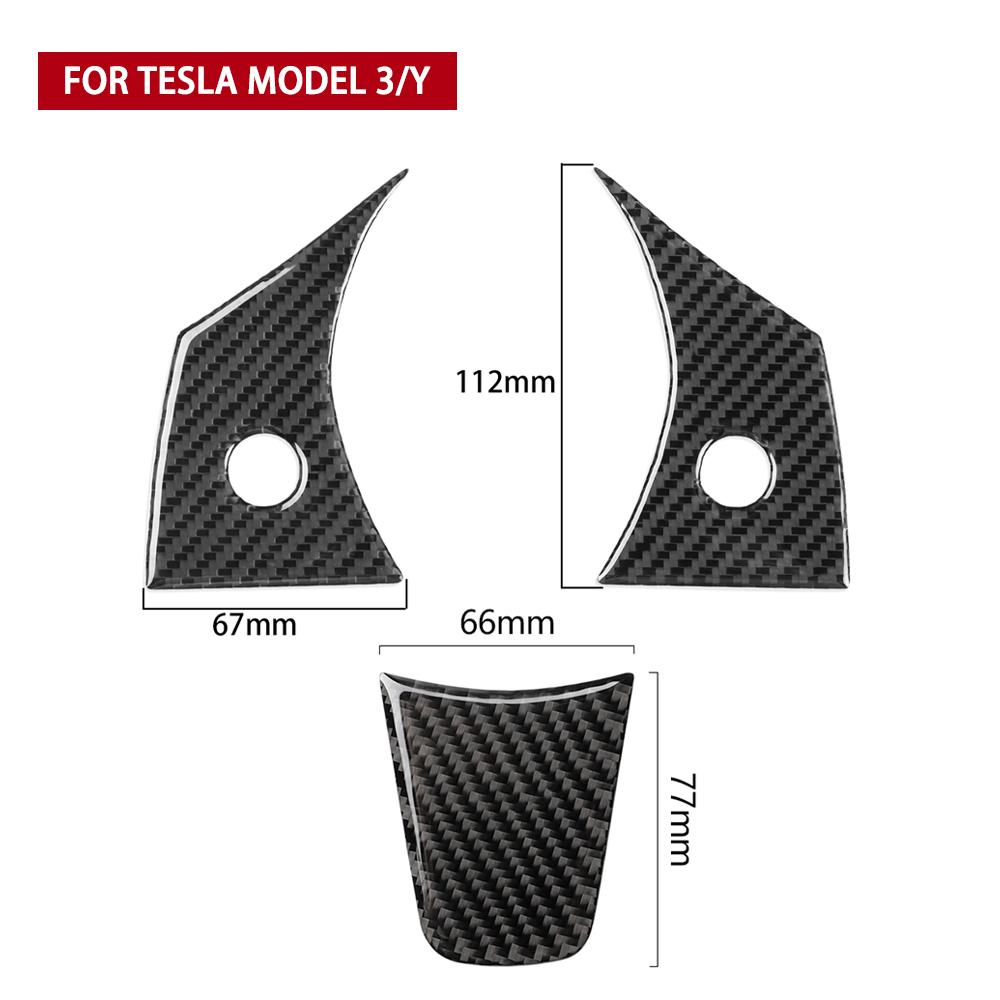 For Tesla Model 3 Y 2017-2025 Car Steering Wheel Panel Cover Trim Stickers Frame ABS Carbon Fiber Modification Accessories