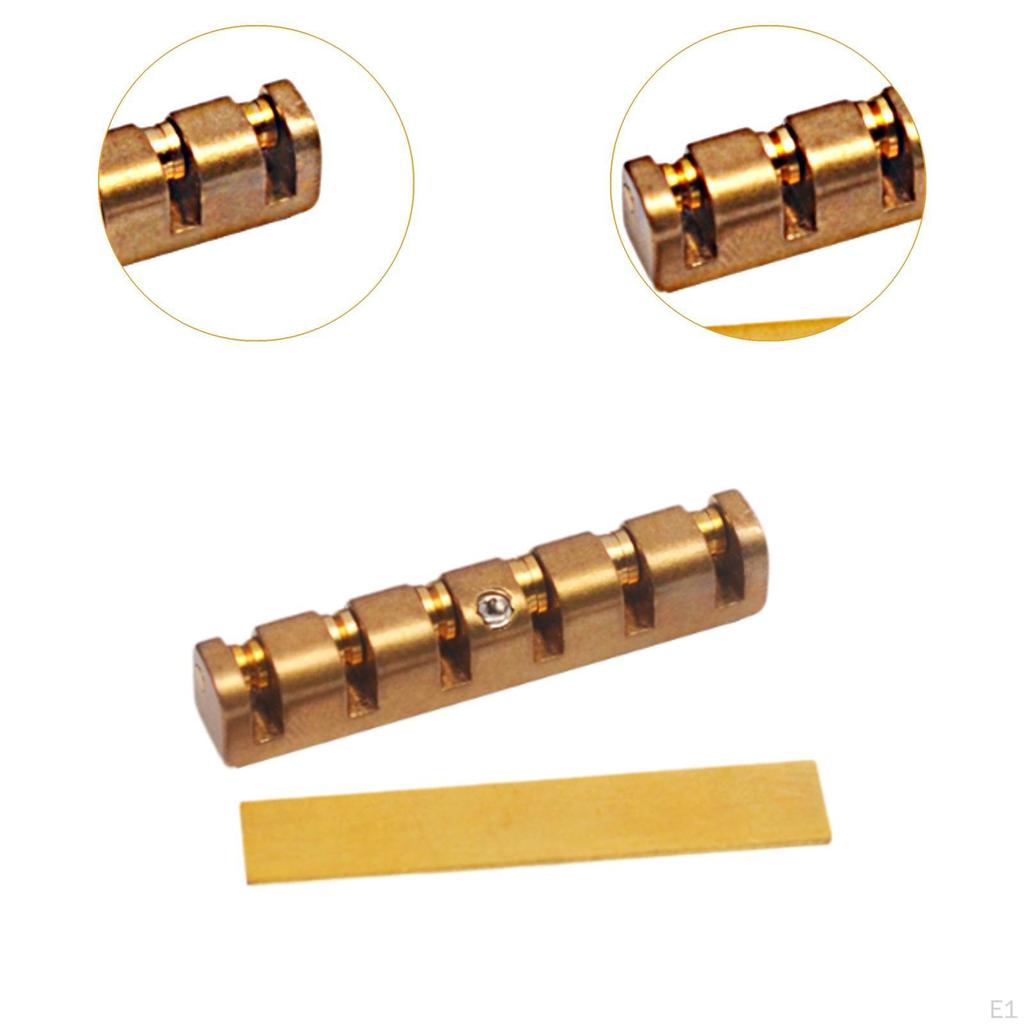 Guitar Brass Bridge Nut, Slotted Sturdy Easy To Install Musical Instrument Electric