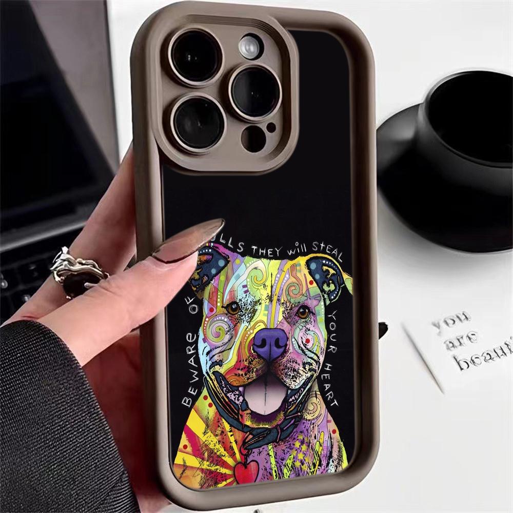 Ae76 Dog Color Doodle Design Art Protective Phone Cases for iPhone 13 14 15 Pro Max Infinix Hot 40i Tecno Camon 30 20 Pro Angel Eyes TPU Back Cover