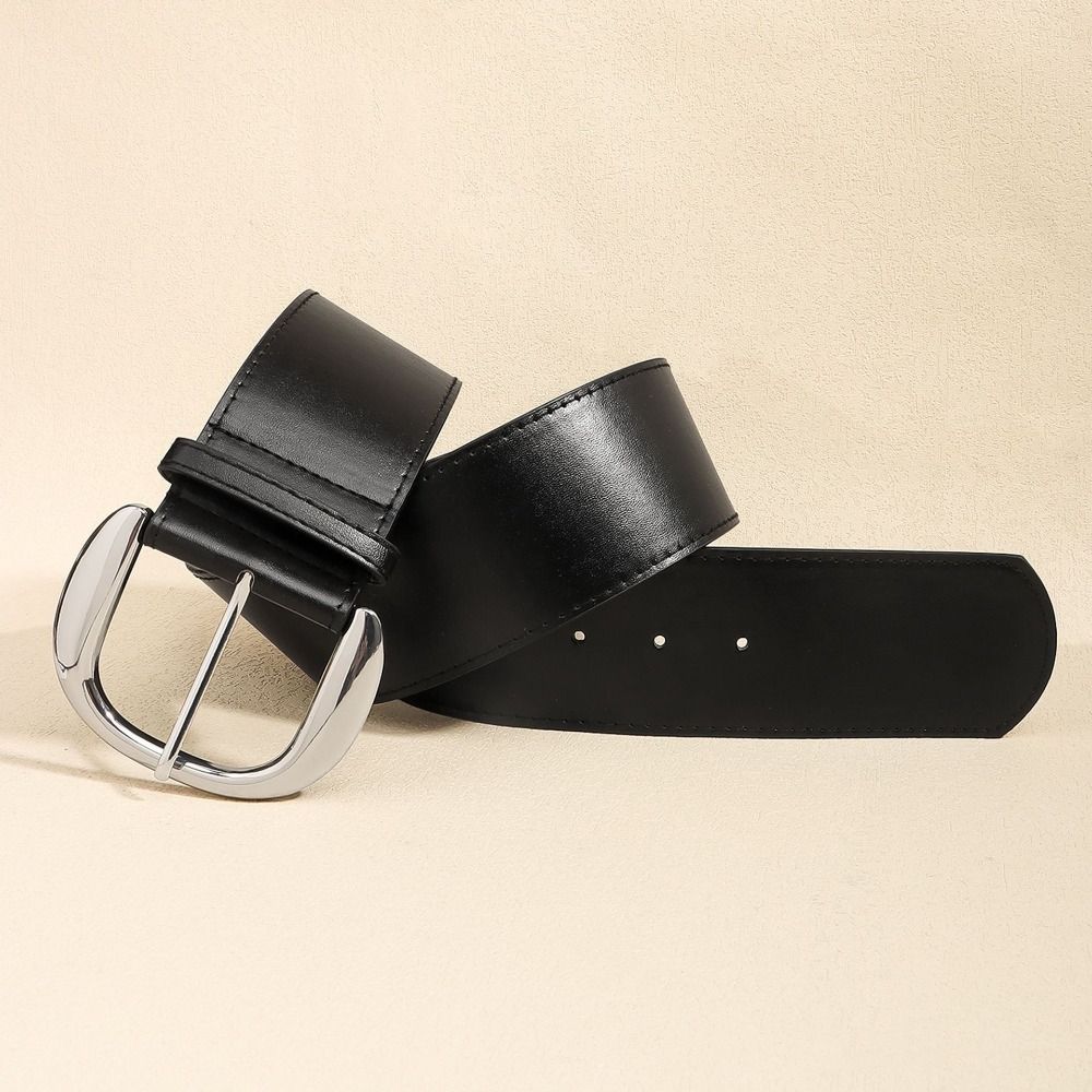 Suede Leather Waistband Rivet Western Cowboy Belt Adjustable Women Wide Belt Pants Accessories