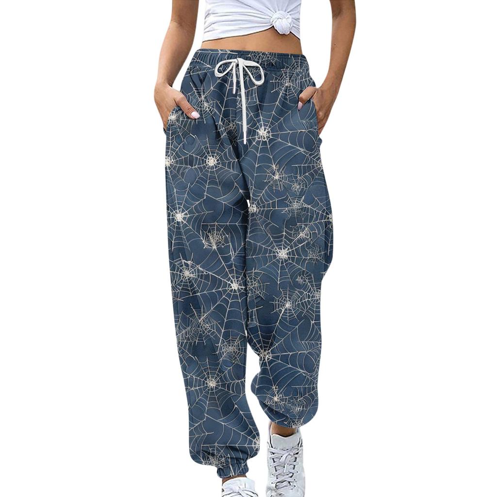 Women's Sports Pants With Pockets Fashion Halloween Print Elastic Waist Pants Casual Sweatpants Pants