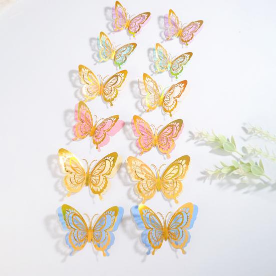 12Pcs 3D Butterfly Wall Sticker Waterproof Scratch-Resistant Wall Decals Self-Adhesive DIY Wall Decors for Living Room Bedroom Bathroom Kitchen