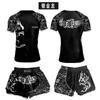 Herren Kompressions MMA Boxen Trainingsset Kurzarm Rash Guard Shorts Kampfsport Fitness