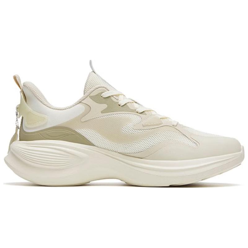 New Anta Leaf 3.0 Cushioned Slip Resistant Abrasion Resistant Breathable Low Top Sprint Running Shoes Women's Beige Yellow
