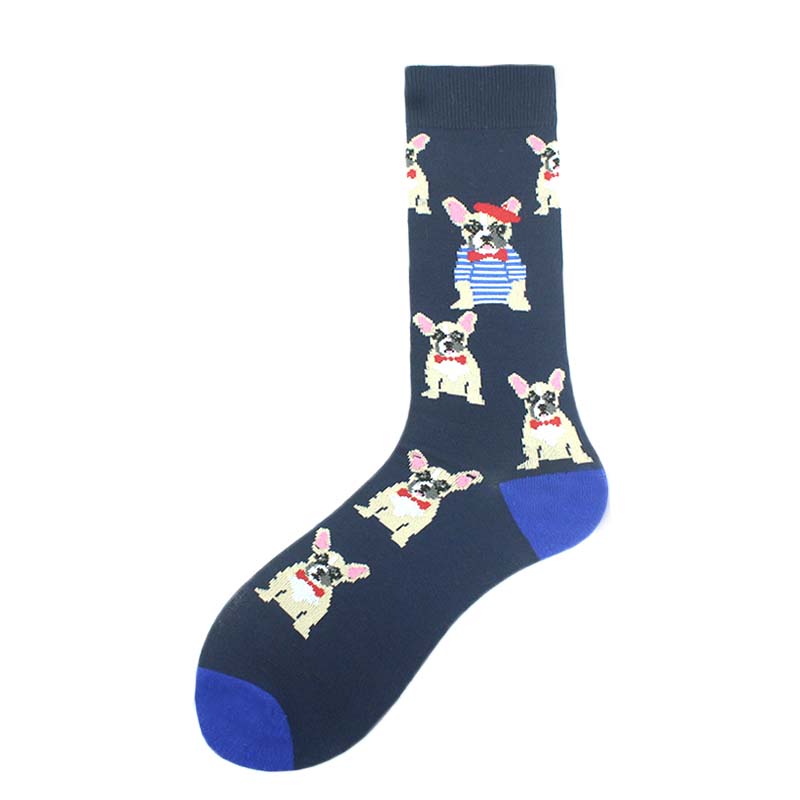 Cool Hip Hop Crew Socks Men Funny Animal Squirrel Shark Dinosaur Boxing Dog Fortune Cat Sokken Harajuku Divertidos Chaussette