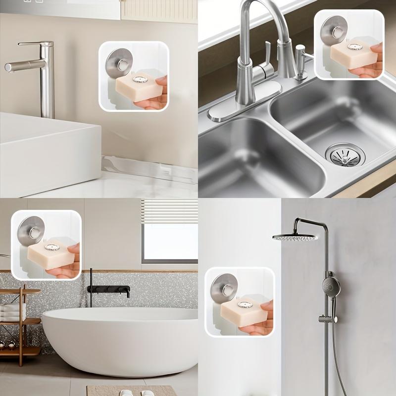 Stainless Steel Magnetic Soap Holder Container, No Drilling Wall Mounted Soap Holder, Kitchen Bathroom Wall Soap Storage