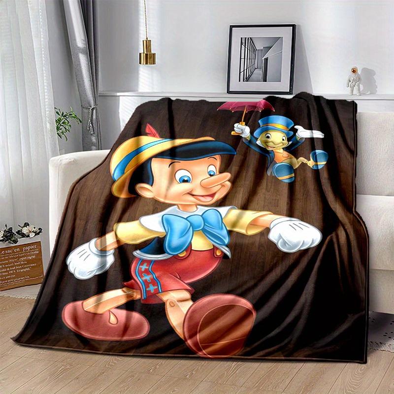 1pc, Disney's Pinocchio and Jiminy Cricket, Seasonal Decorative Blanket, Multi-Purpose Throw, Soft Flannel Throw Blanket, Living Room, Travel, Camping