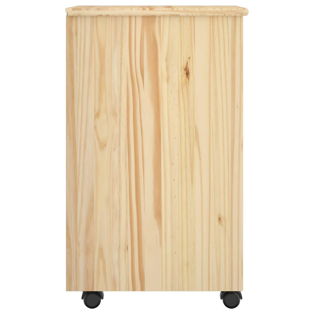 Mobile Cabinet with Wheels Brown 65.5 x 34 x 39 cm Solid Pine Wood