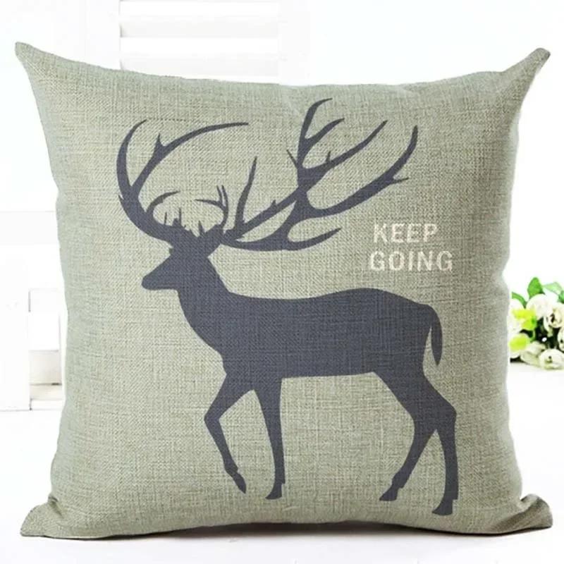 Drop Shipping Custom Elk New 24 Styles Linen Pillow Cover Geometric Deer Cushion Cover Nordic Style Home Decorative Pillow Case