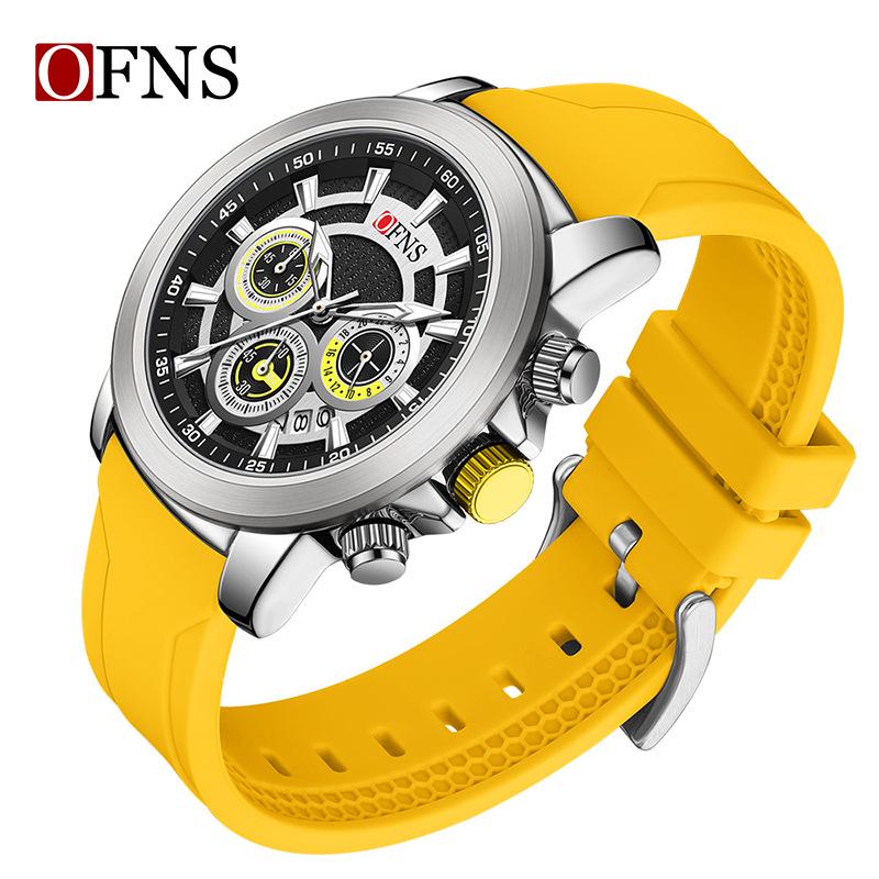 Men's Multifunction Quartz Sports Watch with Calendar & Three-Eye Design