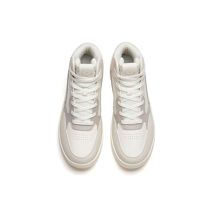 Anta Abrasion Resistant High Top Skateboard Shoes Men's White Gray 912238013-3