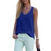 Solid Color Round Neck Sleeveless Chiffon Blouse Summer Women Vest Tank Top