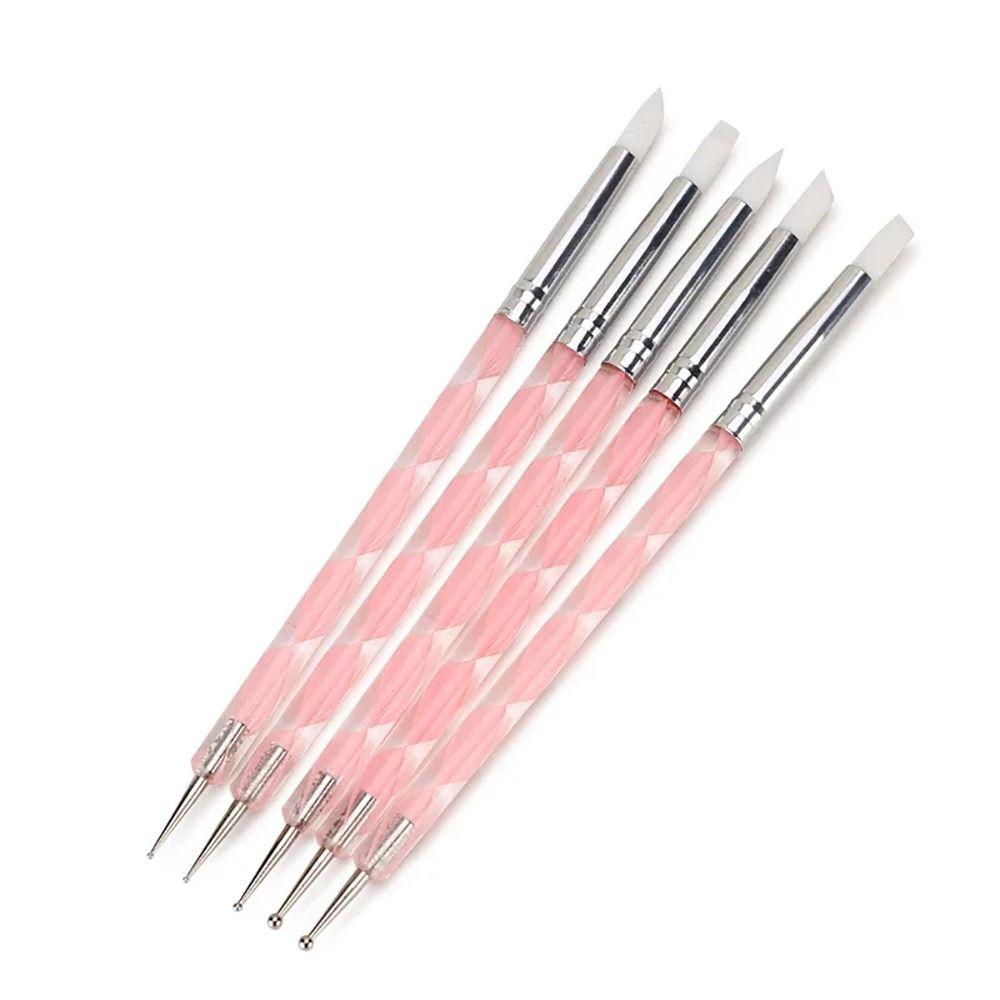 5Pcs/Set 2 Ways Nail Art Pen Point Flower Dotting Tool Durable Marbleizing Painting Pens