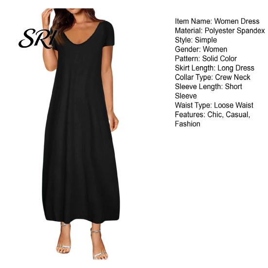 Breathable Summer Dress Long Nightgown for Women Short Sleeve Crew Neck Lounge Relaxed Fit Night Casual A-Line T Shirt Comfortable