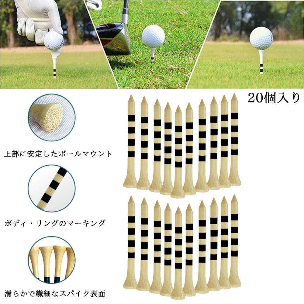 GLOWZEN Golf Tee Tee Golf Pins 20 Pieces Bamboo Golf