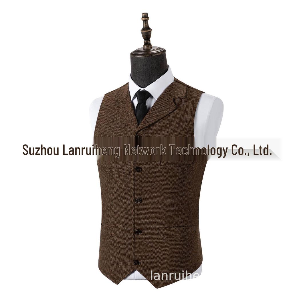 Men's Retro Herringbone Slim Fit Vest - British Casual Fashion
