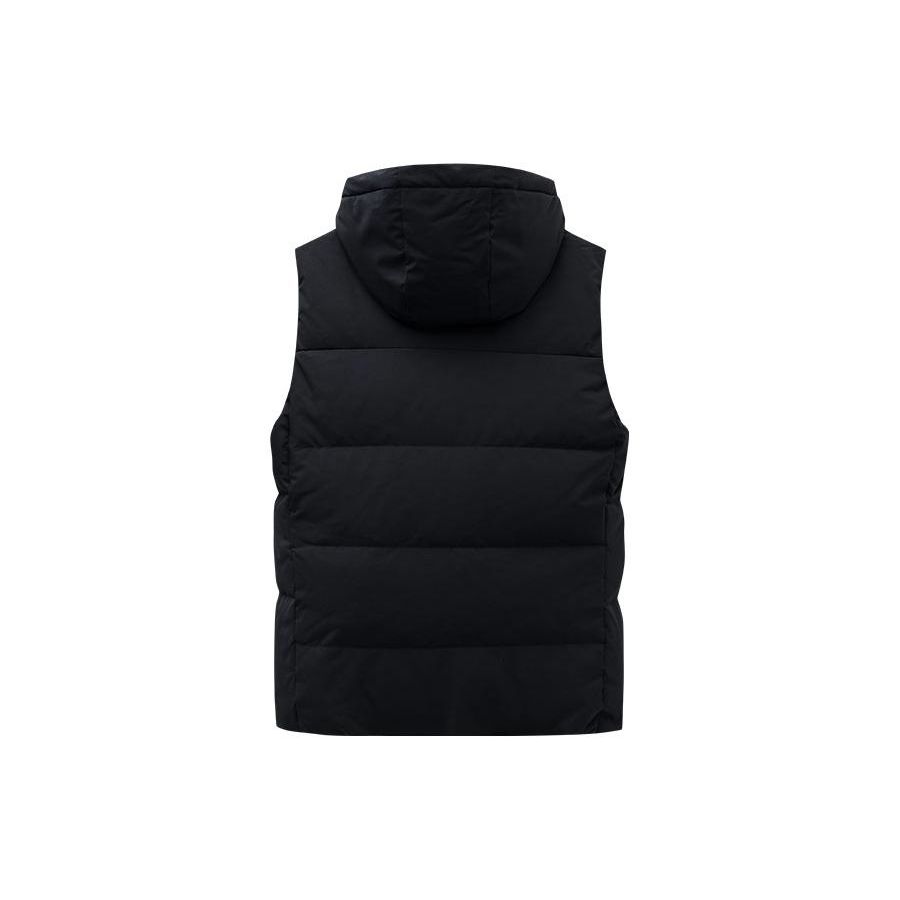 Anta Training Series Solid Color Zipper Hooded Sleeveless Down Vest Women Vests Basic-Black 162347908-3