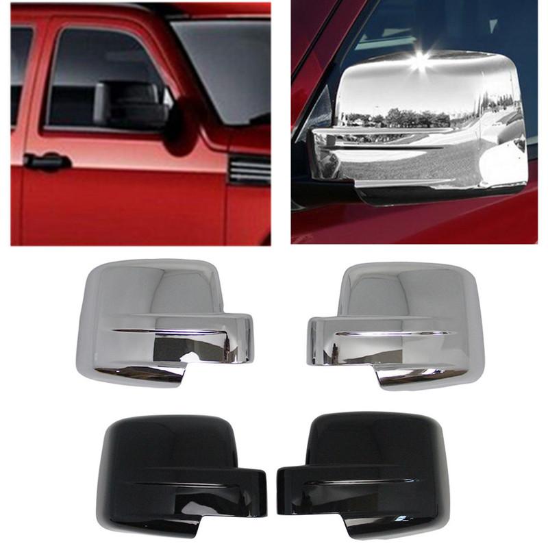 For Dodge Nitro Jeep Liberty 2007 2008 2009-2012 ABS Car Rearview Side Mirror Cover Wing Cap Exterior Door Trim Adhesive Sticker