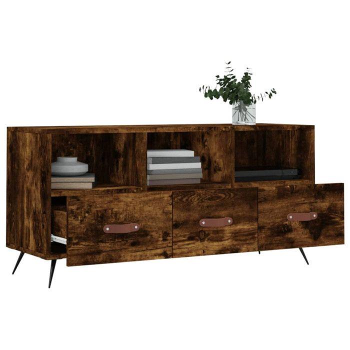 VidaXL Meuble TV chêne fumé 102x36x50 cm bois d'ingénierie 829009