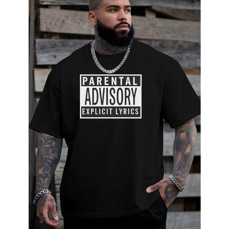 

Европейские размеры Parental Advisory Explicit Lyrics Мужские футболки с принтом Рубашки для активного отдыха и повседневные Мужские новейшие свободные футболки больших размеров S чёрный