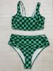 2026 Plaid Print High Waist Tummy Control Plus Size Bikini Swimsuit for Women