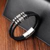 Modische 2-lagige Lederarmbänder mit Edelstahl-Magnet Trendiges mehrlagiges Armband Herren Schmuck Männliches Armband Großhandel Großmenge