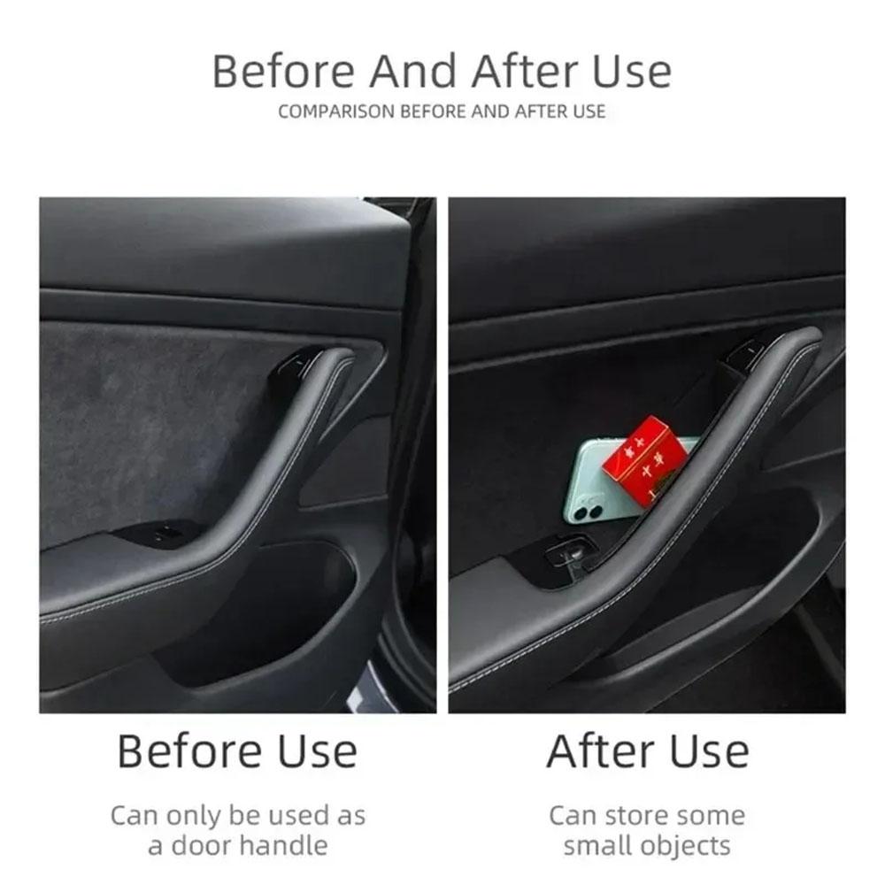 Side Door Handle Storage Box for Tesla Model Y Juniper 2025 2026 Door Slot Pockets Tray Organizer Interior Accessories