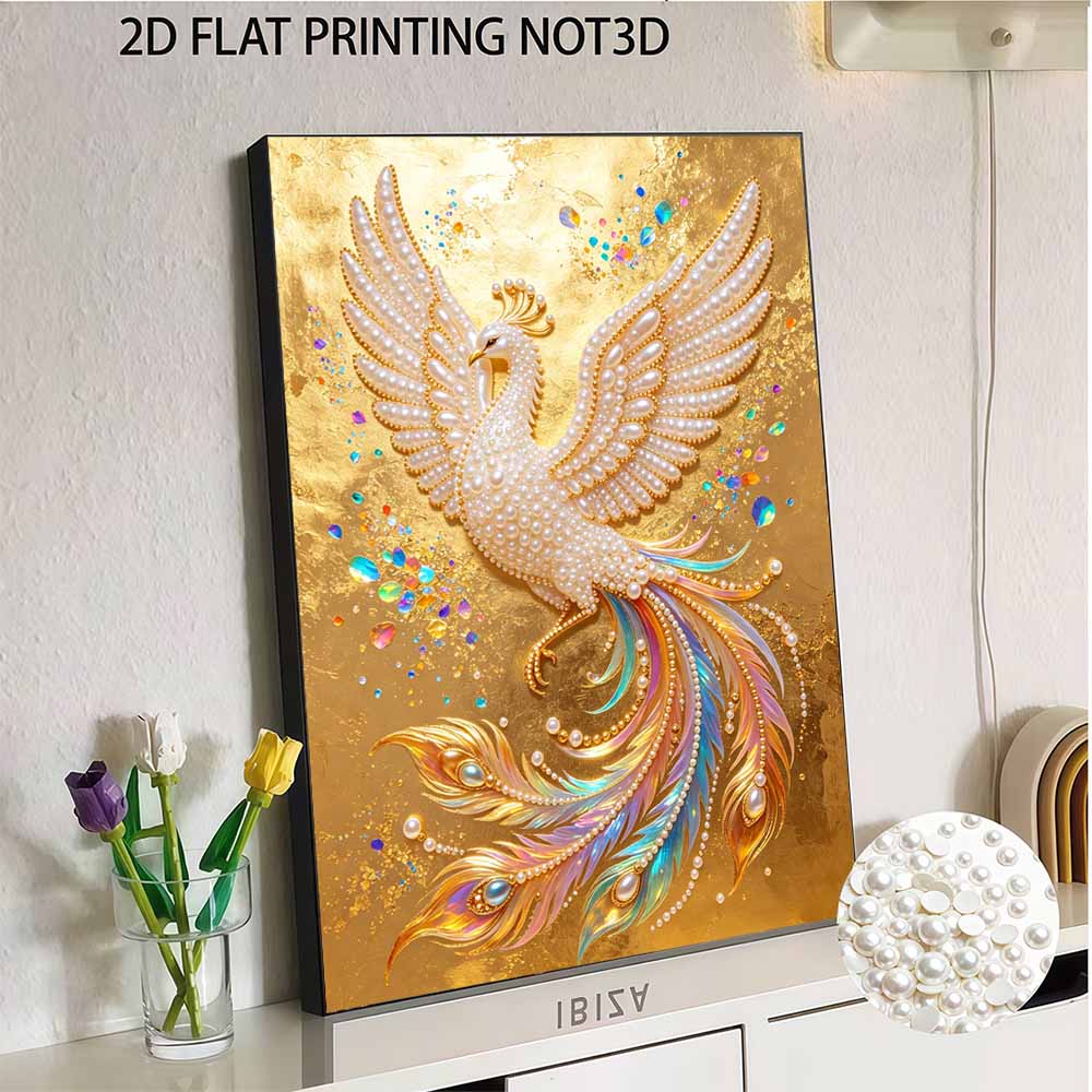 Golden Phoenix Pearl Painting 5D DIY Rhinestone Embroidery Handmade Art Decor Creative Gift for Home Interior Decoration