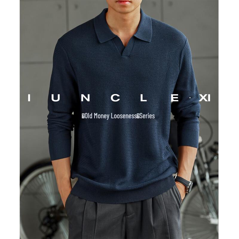 Men's Lyocell-Linen Blend Long-Sleeve Knit Polo Shirt