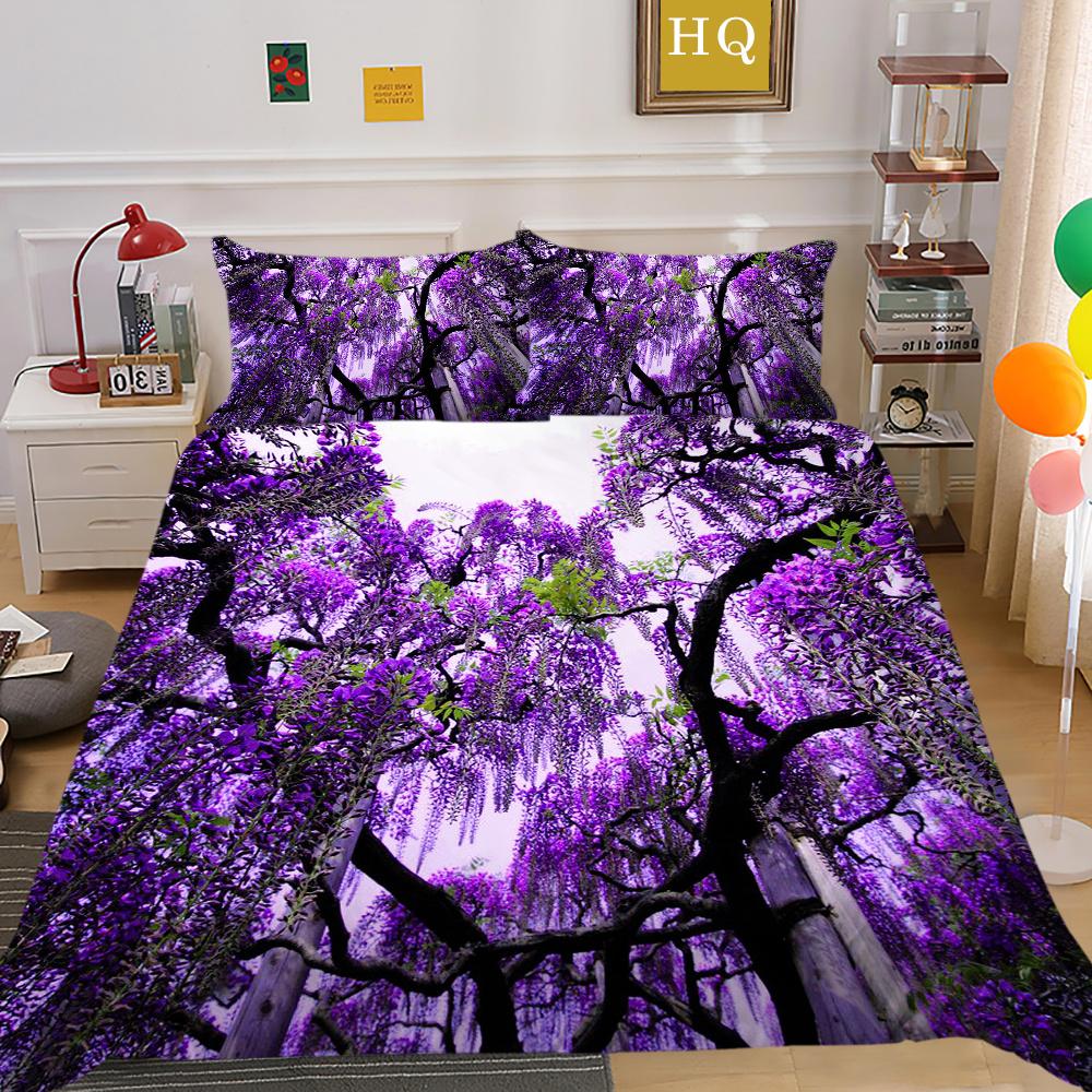 Flowers Printed Bed Set Cover Single Size Polyester Bed Clothes Girl Superior High Quality Bedroom Decor
