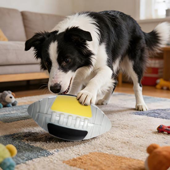 Rugbyball Hundespielzeug Quietscheball Strukturierter Ball Kauspielzeug Bissfestes Apportierspielzeug für Hunde Zahnpflege Outdoor-Training