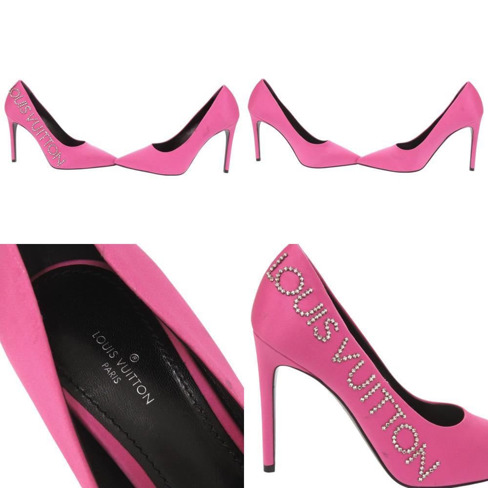 Gebrauchte AUTHENTISCHE LOUIS VUITTON callback Linie Pumps Rosa Satin/Strasssteine