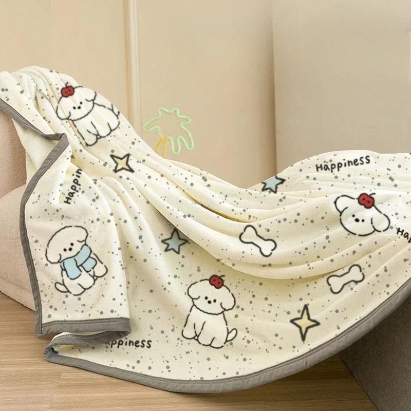 Soft Blanket for Beds Thin Cartoon Printing Plaids for Sofa Single/Queen/King Blanket for Travel Reactive Printed Blanket Plaids